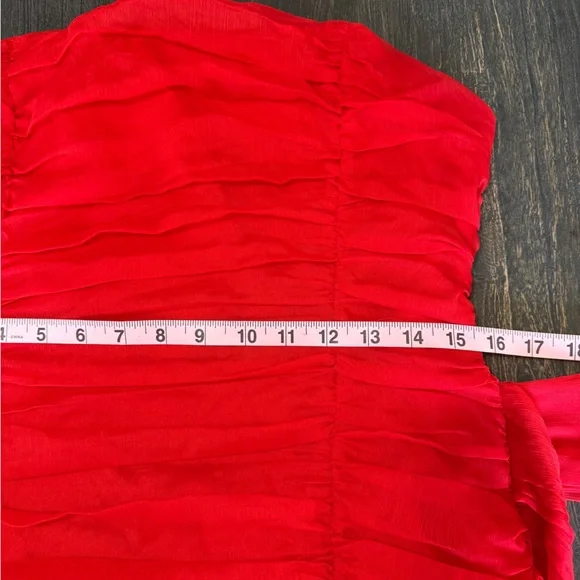 Lulu's Strapless Ruched Red Mini Dress with Side Drape - Picture 9 of 11